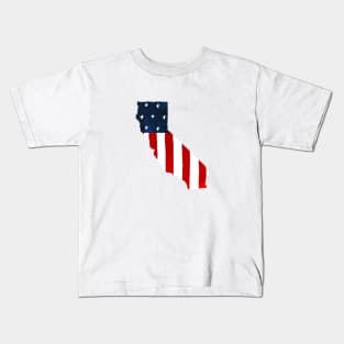 Patriotic USA Flag California Map Kids T-Shirt